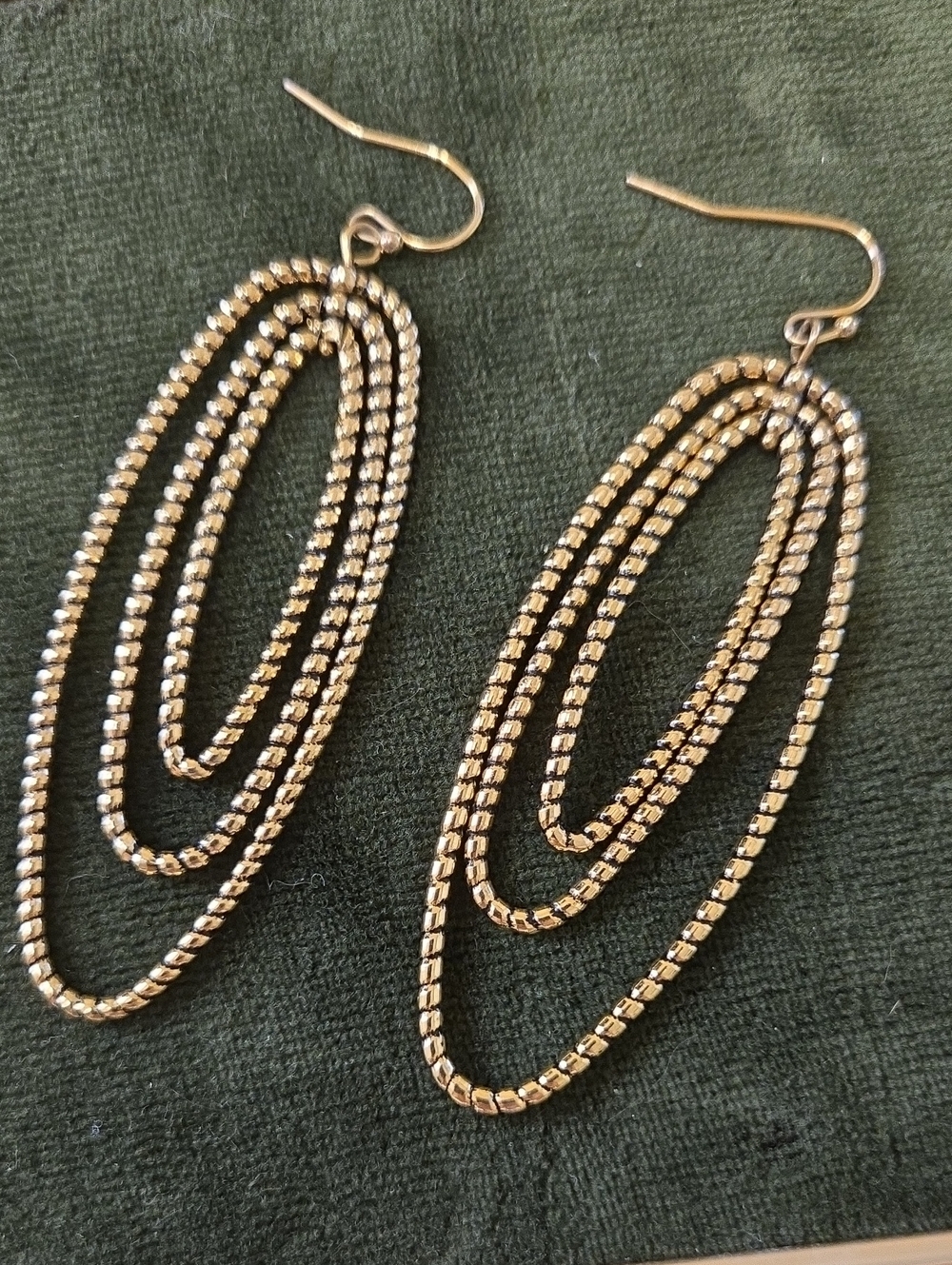 Vintage Gold Layered Oval Drop Earrings